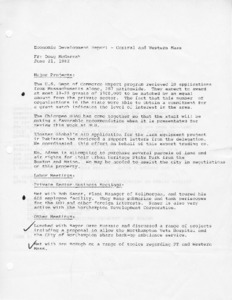 Economic Development Report - Central and Western Massachusetts June 21, 1982