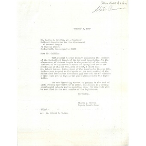 Letter, Andrew H. Griffin, Jr., October 3, 1969.