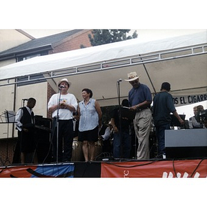 David Cortiella and others on the outdoor stage at Festival Betances 1999.