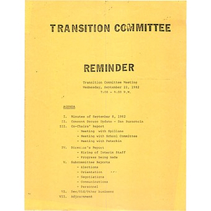Transition committee reminder.