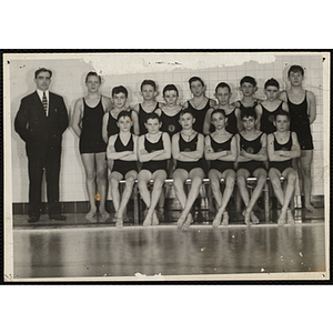 The Roxbury Clubhouse swim team pose for a group shot with their manager Bill Shinney