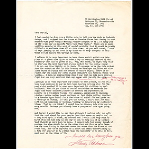 Letter from Sandy Adelman to Muriel Snowden about People Meeting People project