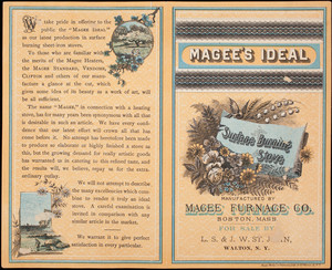 Magee's Ideal Surface Burning Stove, manufactured by Magee Furnace Co., Boston, Mass.