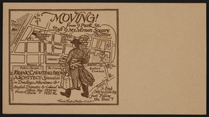 Trade card for Frank Chouteau Brown, architect, 9 Mt. Vernon Square, Boston, Mass., ca. 1902