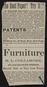 Advertisement for H.L. Collamore, furniture, 111 and 113 Court Street, Boston, Mass., undated