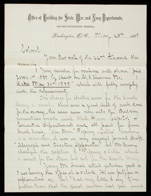 Ed. Sutherland to Thomas Lincoln Casey, May 23, 1888