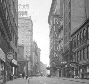 "Tremont St. at junction of School & Beacon St."