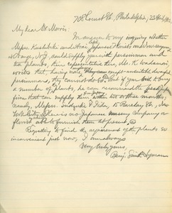 Letter from Benjamin Smith Lyman to J. Cheston Morris