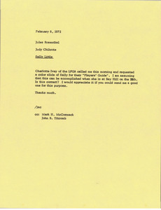 Memorandum from Judy Chilcote to Jules Rosenthal