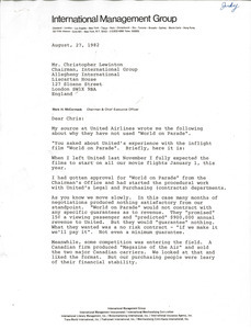 Letter from Mark H. McCormack to Christopher Lewinotn