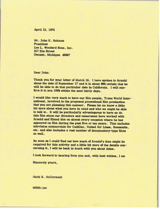 Letter from Mark H. McCormack to John H.Heckman