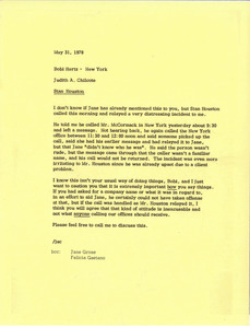 Memorandum from Judy A. Chilcote to Bobi Hertz