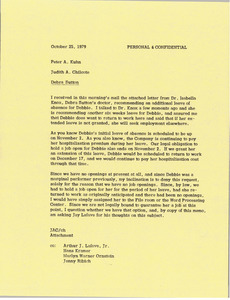 Memorandum from Judy A. Chilcote to Peter A. Kuhn