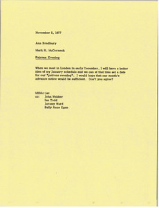 Memorandum from Mark H. McCormack to Ann Bradbury