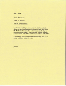 Memorandum from Judy A. Chilcote to Nancy Breckenridge McCormack