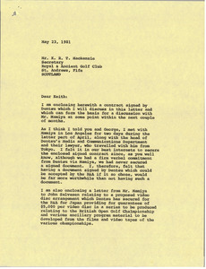Letter from Mark H. McCormack to K. R. T. Mackenzie