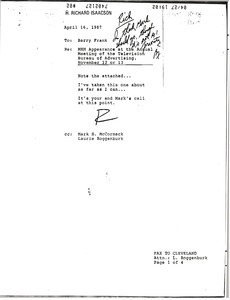 Memorandum from H. Richard Isaacson to Barry Frank