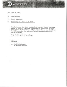 Memorandum from Laurie Roggenburk to Douglas Grand