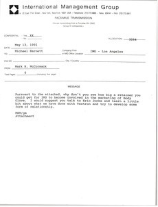 Fax from Mark H. McCormack to Michael Barnett