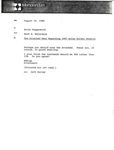 Memorandum from Mark H. McCormack to Brian Roggenburk