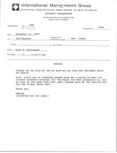 Fax from Mark H. McCormack to Tak Masaoka