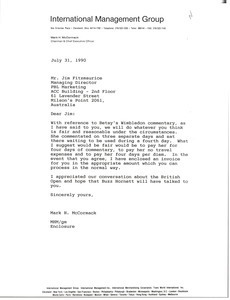 Letter from Mark H. McCormack to Jim Fitzmaurice