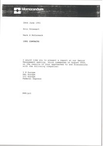 Memorandum from Mark H. McCormack to Eric Drossart