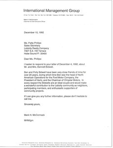 Letter from Mark H. McCormack to Patty Phillips