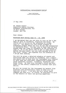 Letter from Mark H. McCormack to Johann Rupert