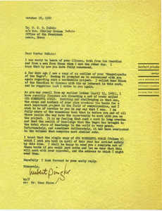 Letter from Hubert Pinzke to W. E. B. Du Bois