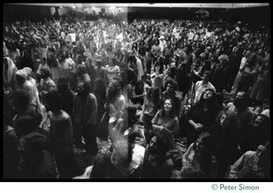 Audience in the Winterland Ballroom during the Ram Dass 'marathon,' listening to Amazing Grace