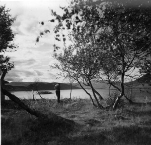 Joel M. Halpern photographing Lake Torneträsk