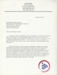 Letter from Fred Pelka to Elmer C. Bartels