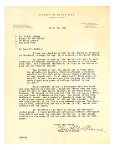 Letter from Hampton Institute to W. E. B. Du Bois