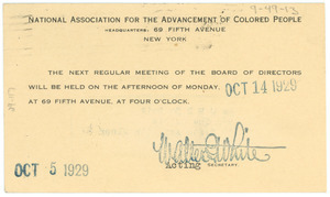 Postcard from the NAACP to W. E. B. Du Bois - Digital Commonwealth