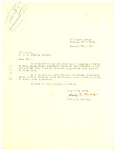 Letter from Philip M. Harding to W. E. B. Du Bois
