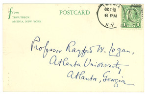 Postcard from J. E. Spingarn to Rayford W. Logan