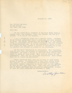 Letter from Dorothy Gordon to W. E. B. Du Bois