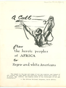 A Call from the heroic peoples of Africa to Negro and white Americans