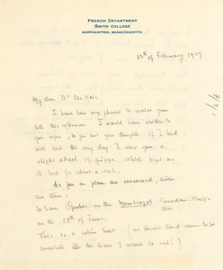 Letter from Marthe Sturm to W. E. B. Du Bois