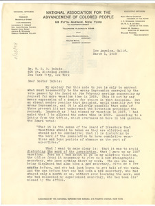 Letter from the NAACP to W. E. B. Du Bois