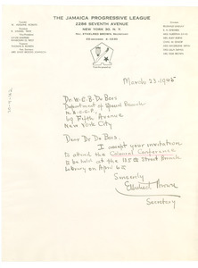 Letter from Ethelred Brown to W. E. B. Du Bois