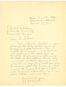 Letter from K. E. Whitehurst to W. E. B. Du Bois