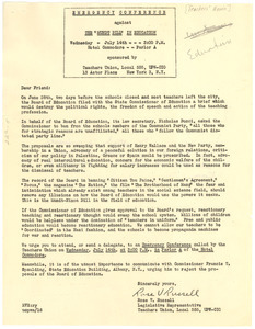 Circular letter from Teachers Union to W. E. B. Du Bois