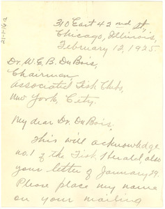 Letter from James W. Ford to W. E. B. Du Bois