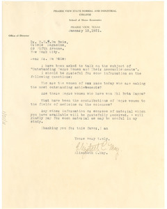 Letter from Elizabeth C. May to W. E. B. Du Bois