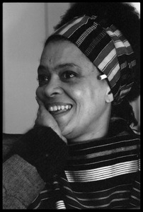 Toni Cade Bambara: portrait resting her head in hand