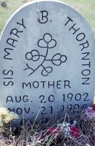 Woodman Hill Missionary Baptist Church Cemetery (Mississippi) gravestone: Thornton, Mary, Sister (d. 1986)