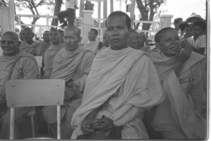 Buddhist Monks welcoming McNamara.