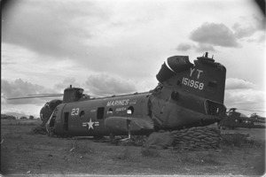 Crippled chopper on Dong Ha airstrip.